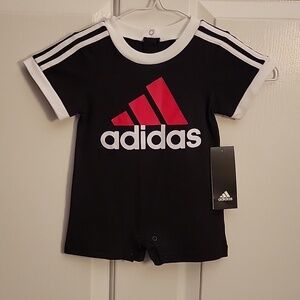 NWT, Adidas 6M, one piece romper, black and white.